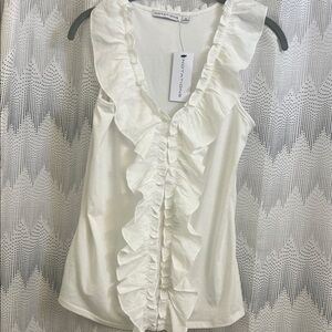 Notations Women's Elegant White Ruffle Blouse